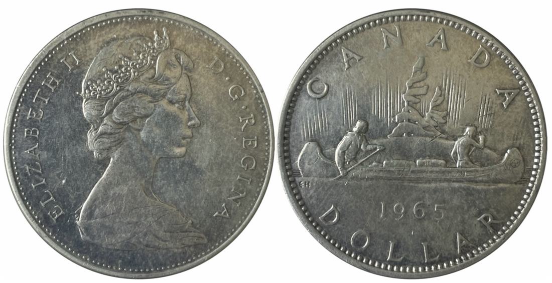 A historic Canadian one-dollar coin.