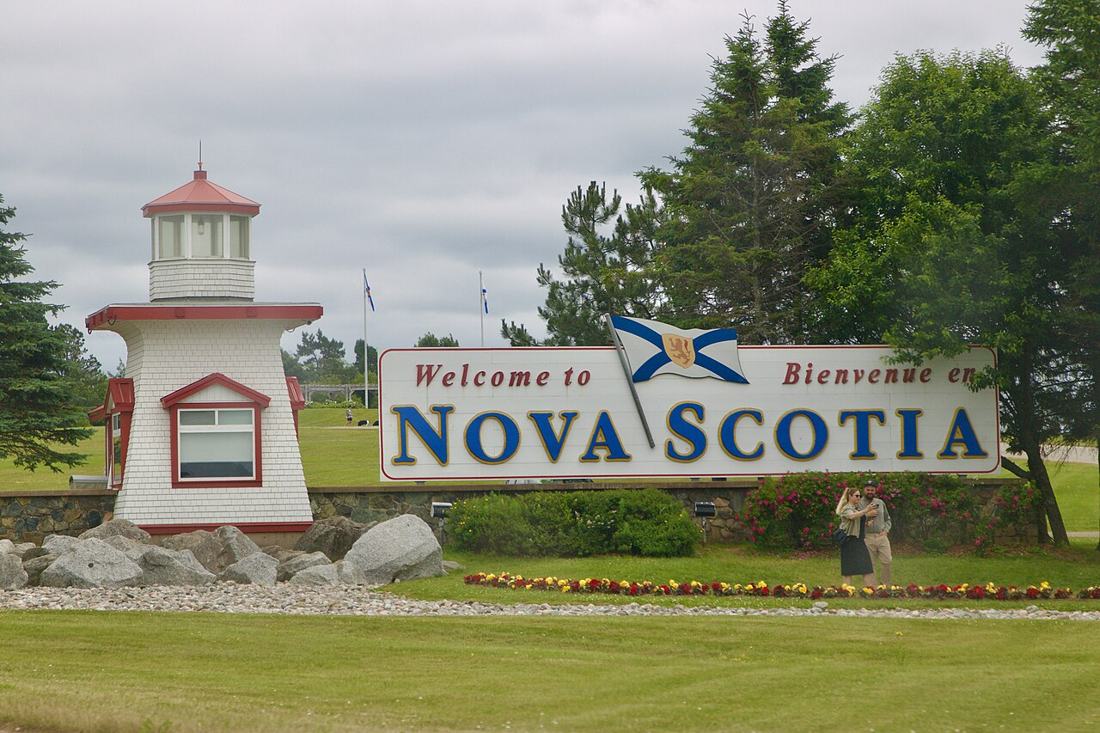 A Nova Scotia welcome sign in Amherst.